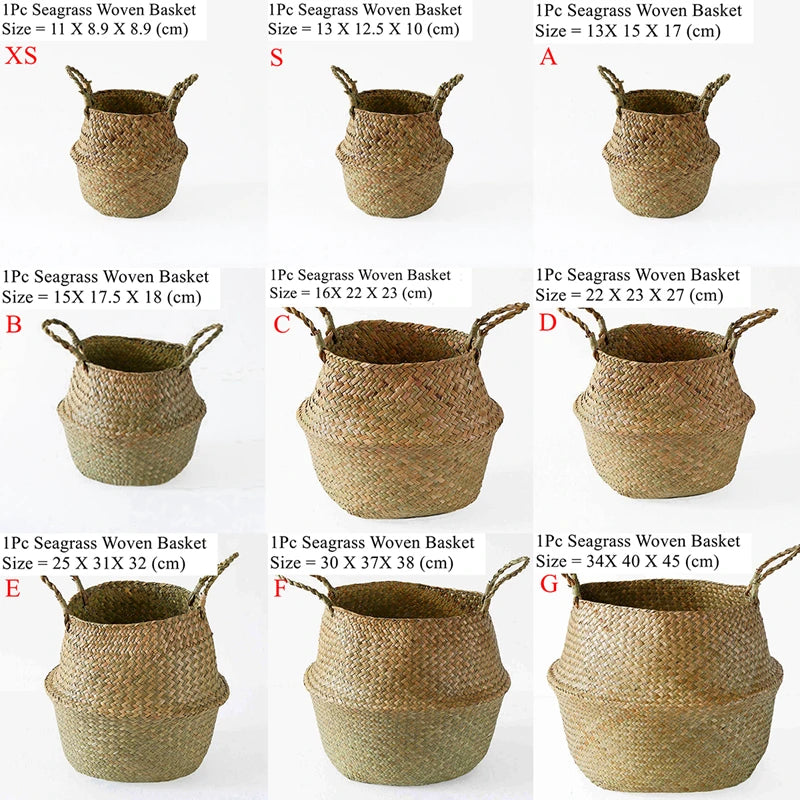 EcoFold Handwoven Seagrass Storage Baskets